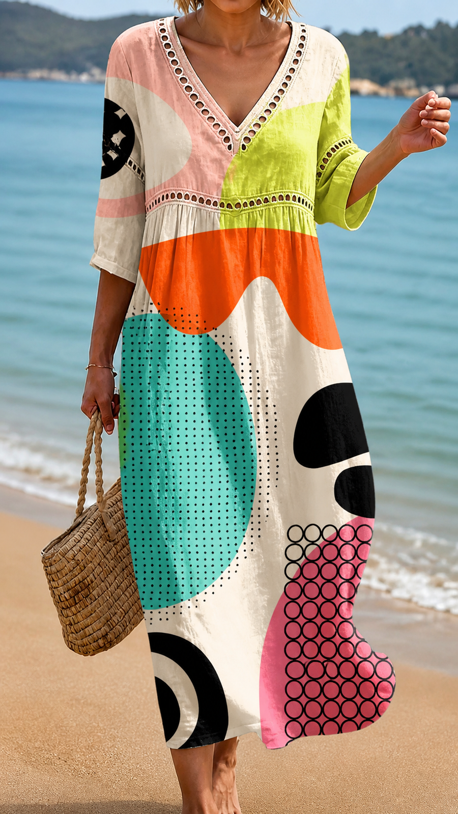 NANCY | COLOURFUL ABSTRACT PRINT BEACH DRESS
