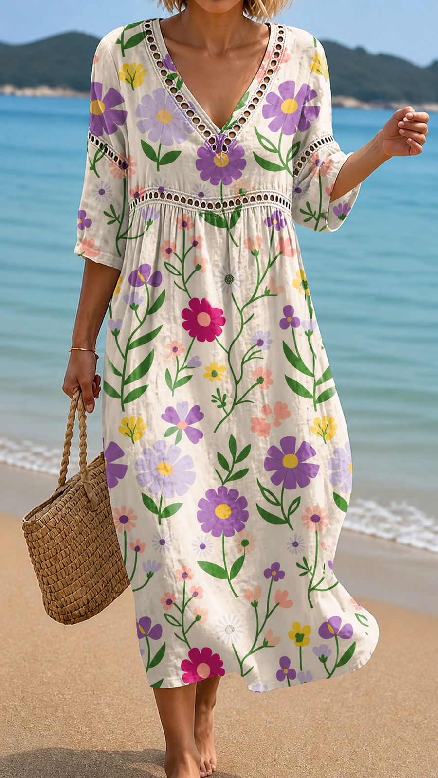 AVA | VIBRANT FLORAL BEACH DRESS