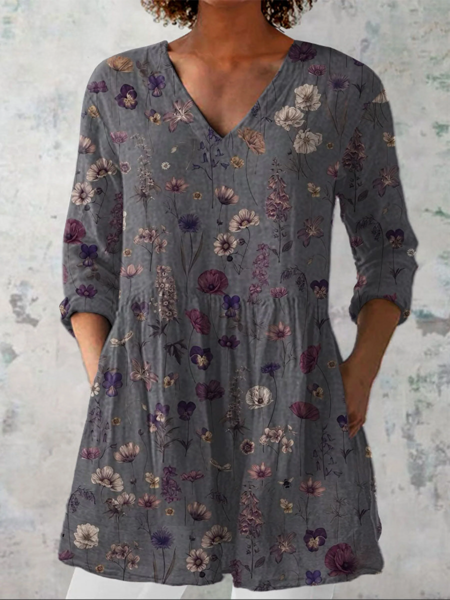 AUDREY | LONG SLEEVE BLOUSE WITH V-NECK