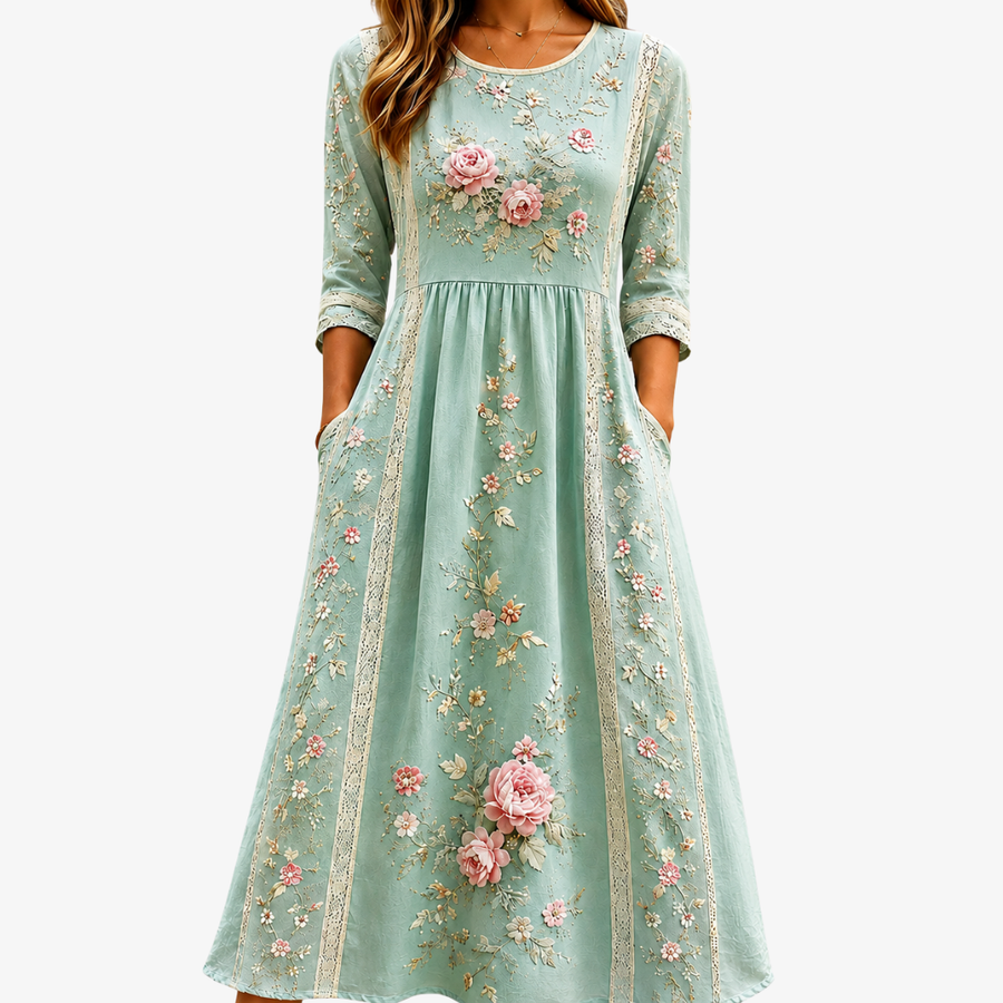 ADELINE | BLUSH ROSE GARDEN GRACE MIDI DRESS