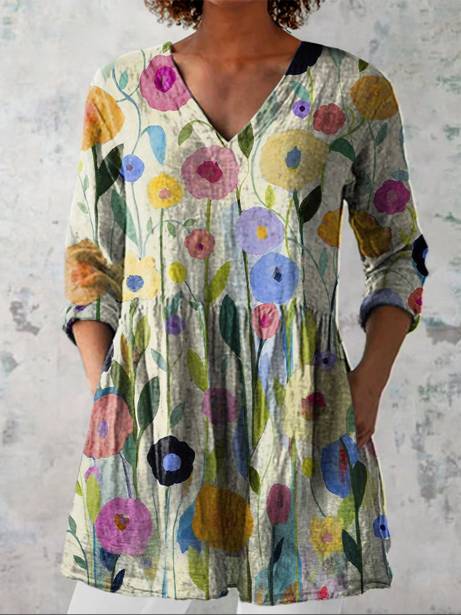 LOUISE | LONG BLOUSE WITH V-NECK