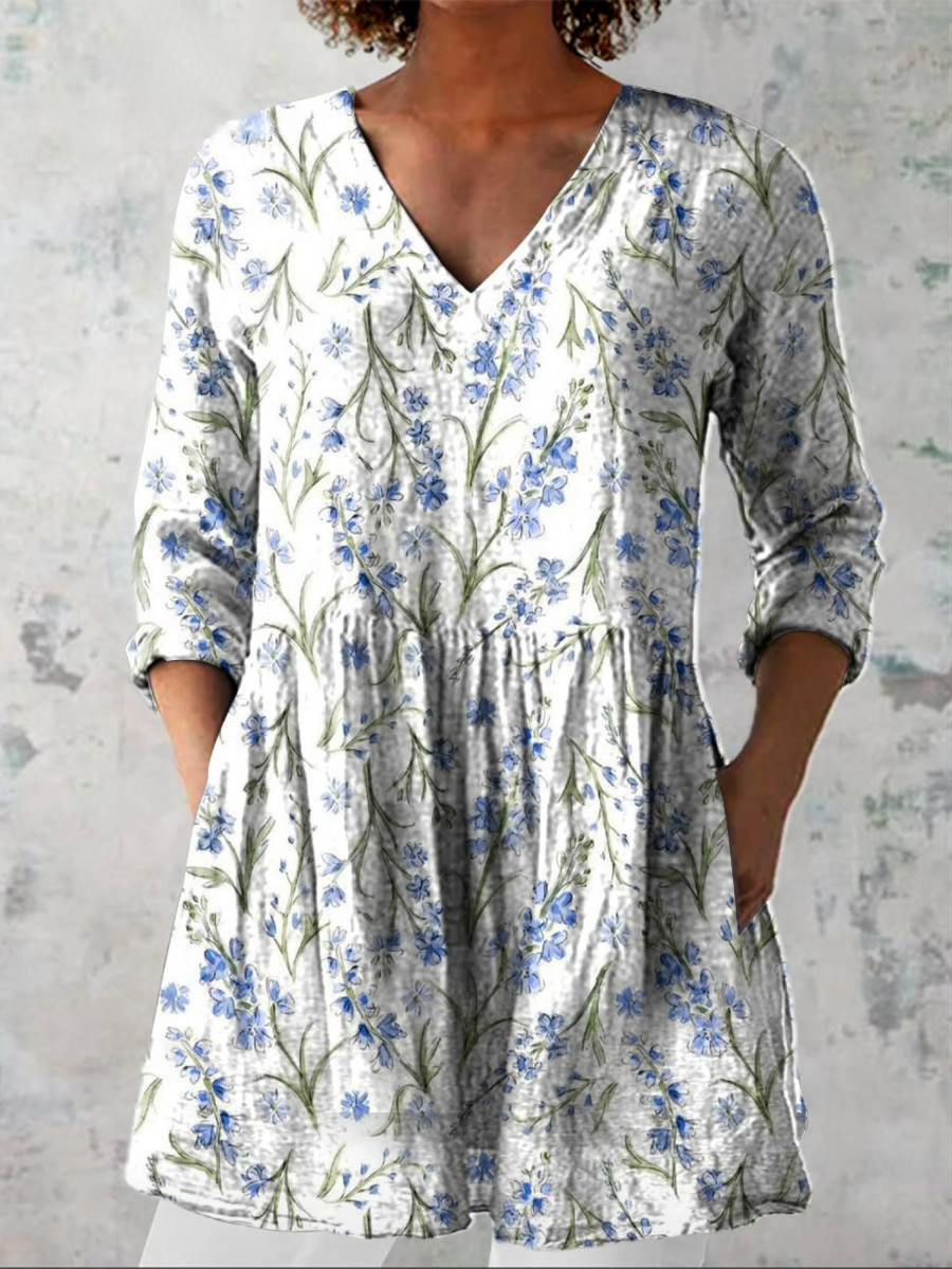 JEANNE | LONG BLOUSE WITH V-NECK