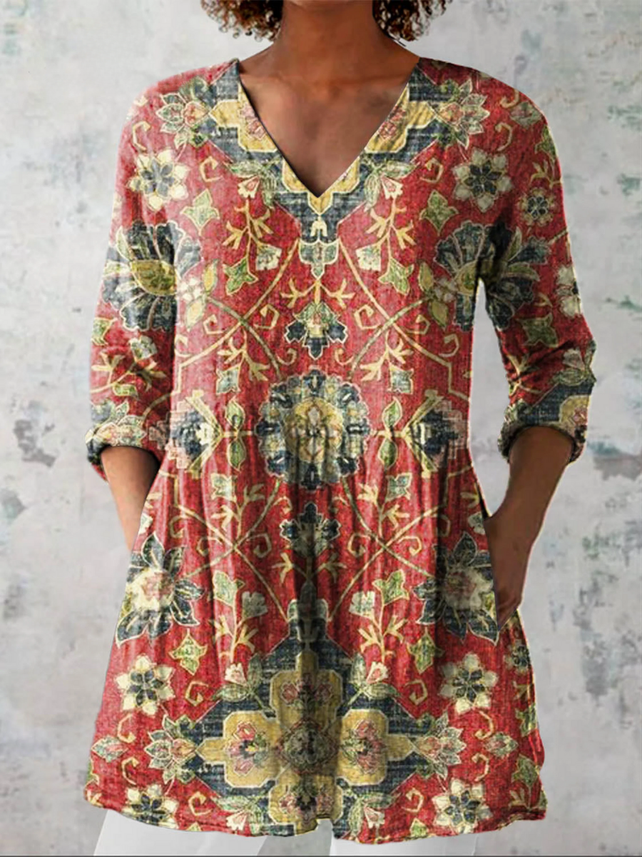 LEA | LONG BLOUSE WITH V-NECK