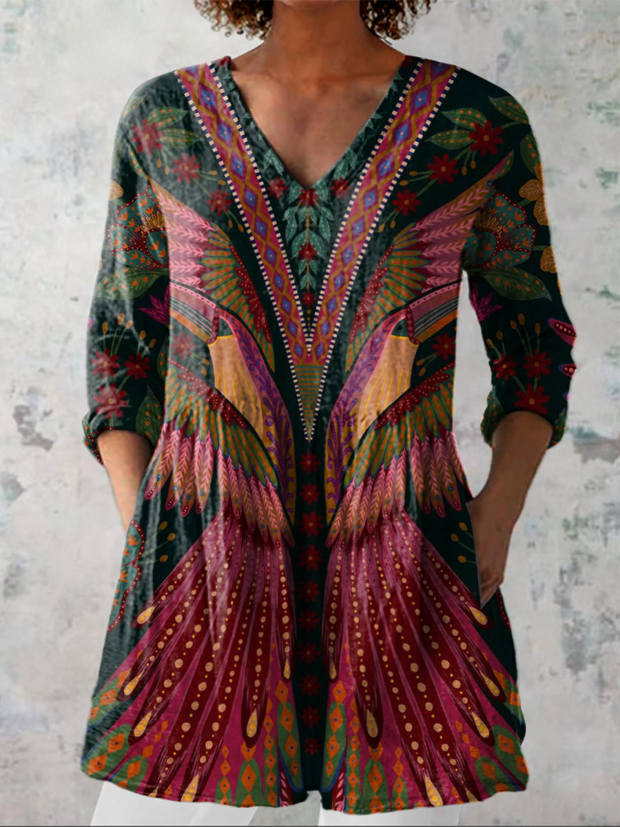 MANON | LONG BLOUSE WITH V-NECK