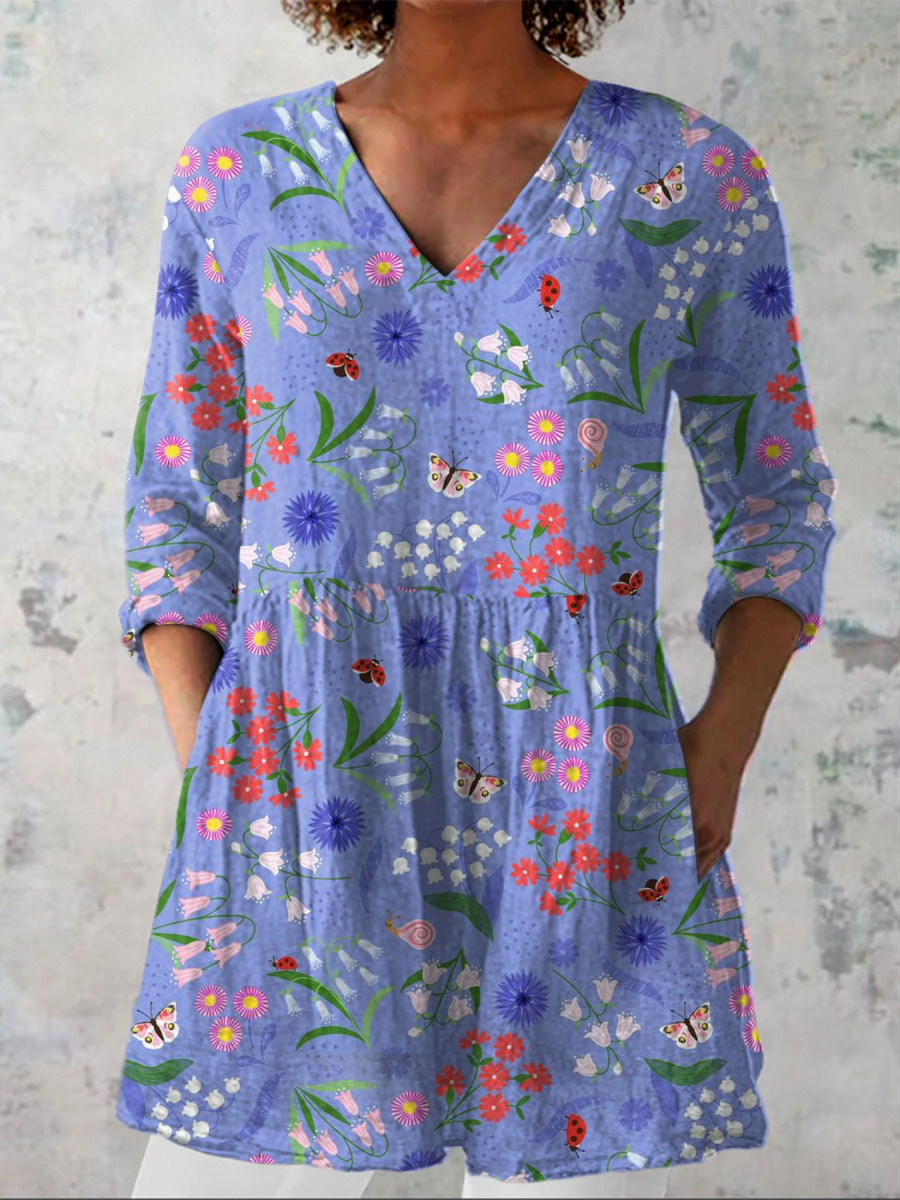 ALINE | LONG BLOUSE WITH V-NECK