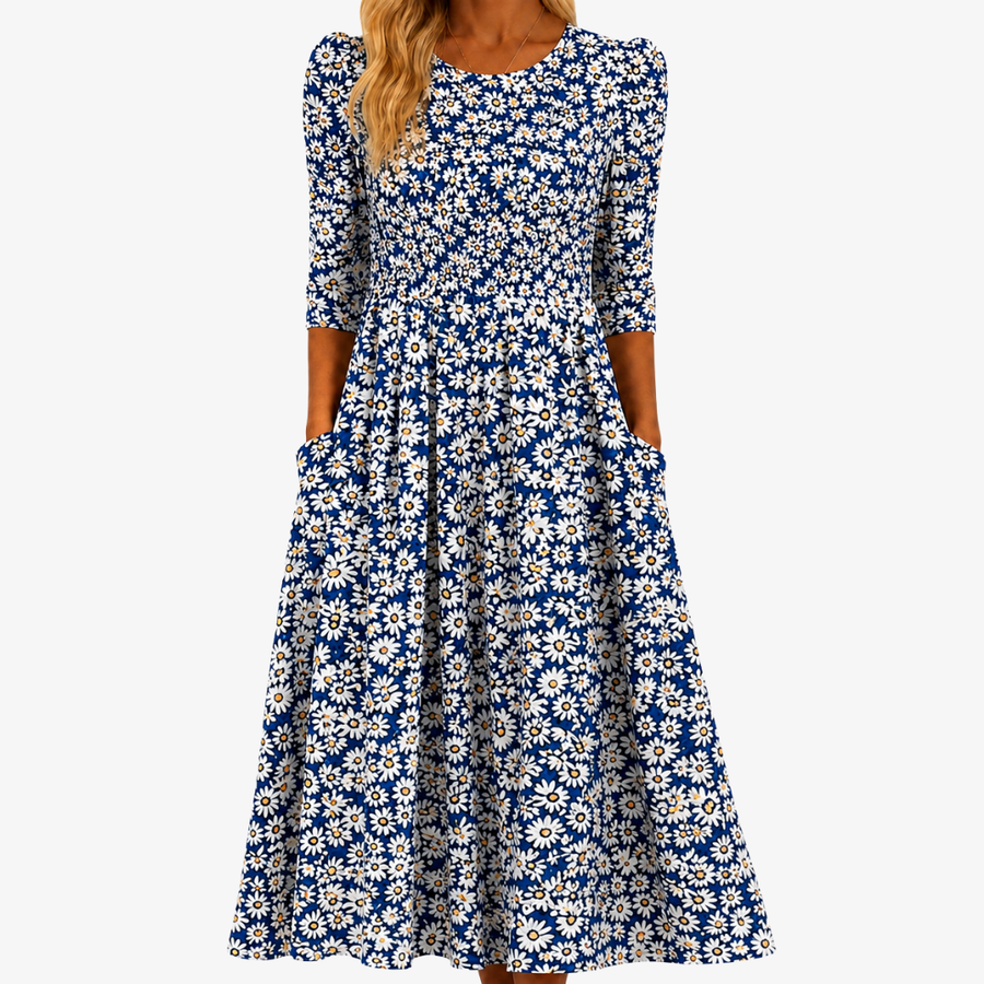 MILA | BLUE DAISY GARDEN POCKET MAXI DRESS