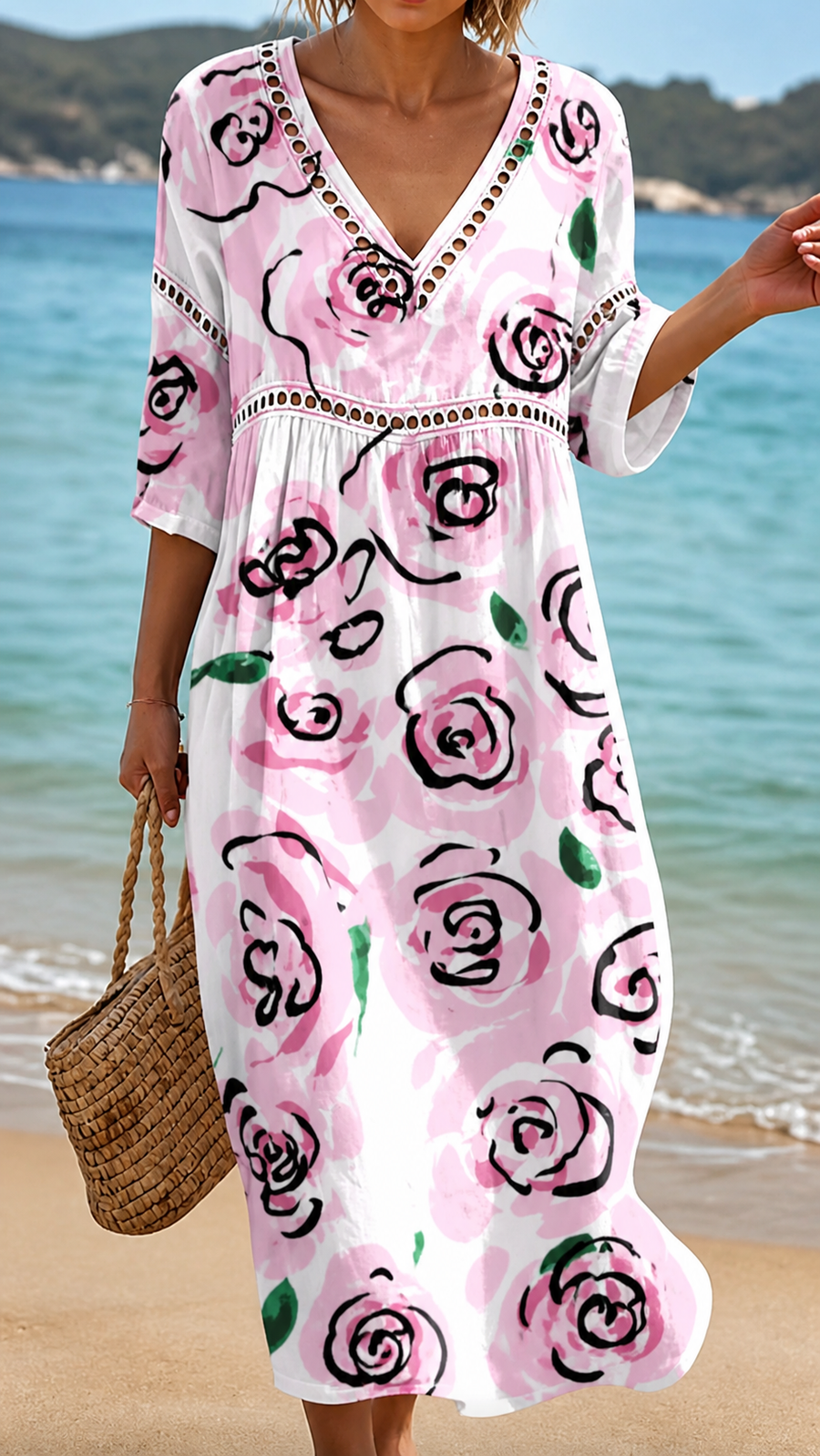 AMBER | SOFT ROSE PRINT BEACH DRESS