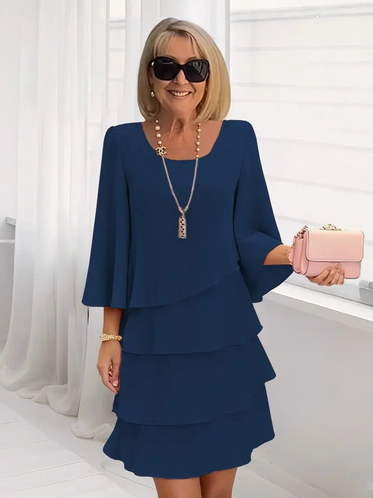 CATHERINE | ELEGANT COMFORT RUFFLE DRESS