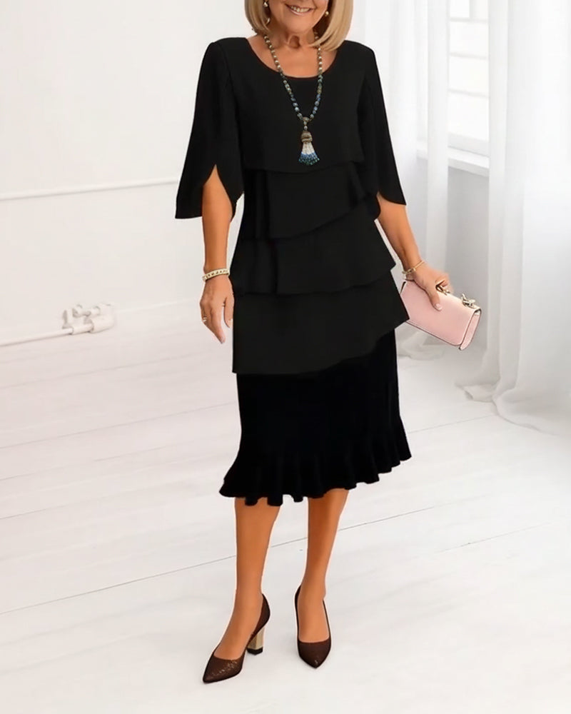 PATRICIA | ELEGANT COMFORT RUFFLE DRESS